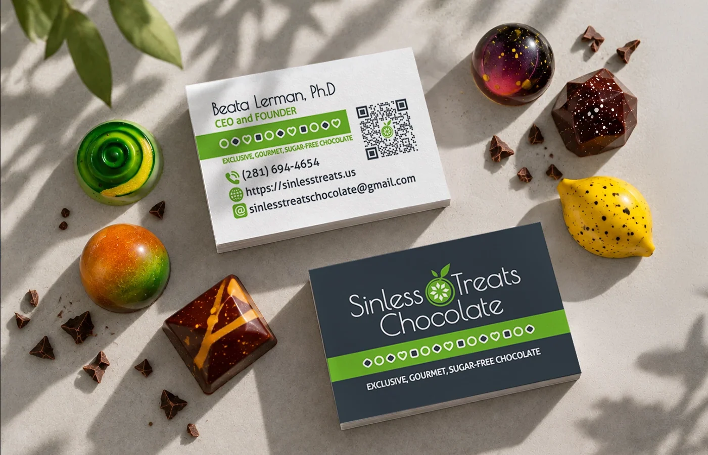 Визитна картичка Sinless Treats Chocolate